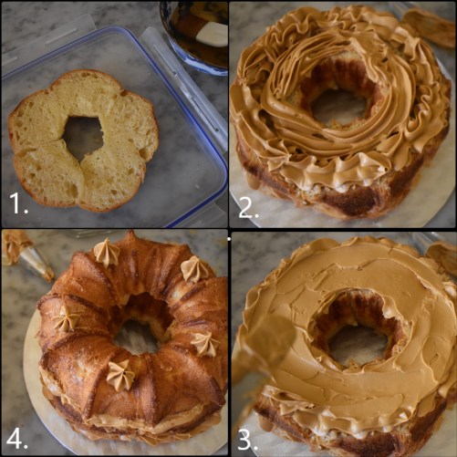 Assembling the mojito brioche layer cake