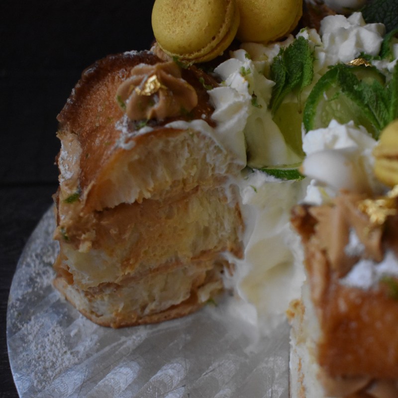 Mojito dulce de leche brioche cake