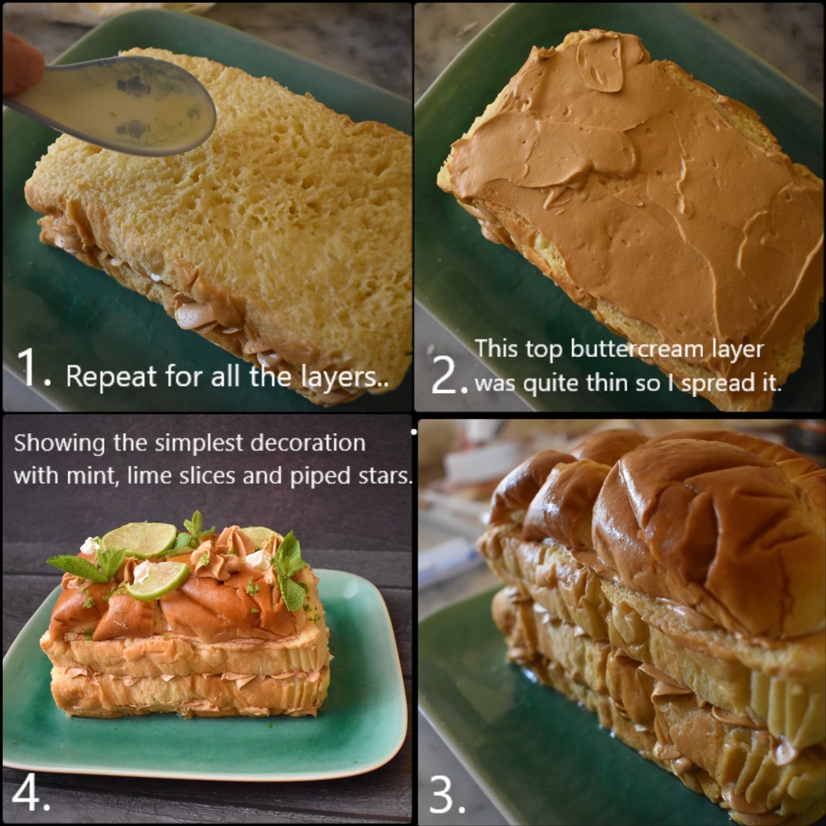 Loaf-shaped mojito brioche layer cake - assembling 2 and decorating