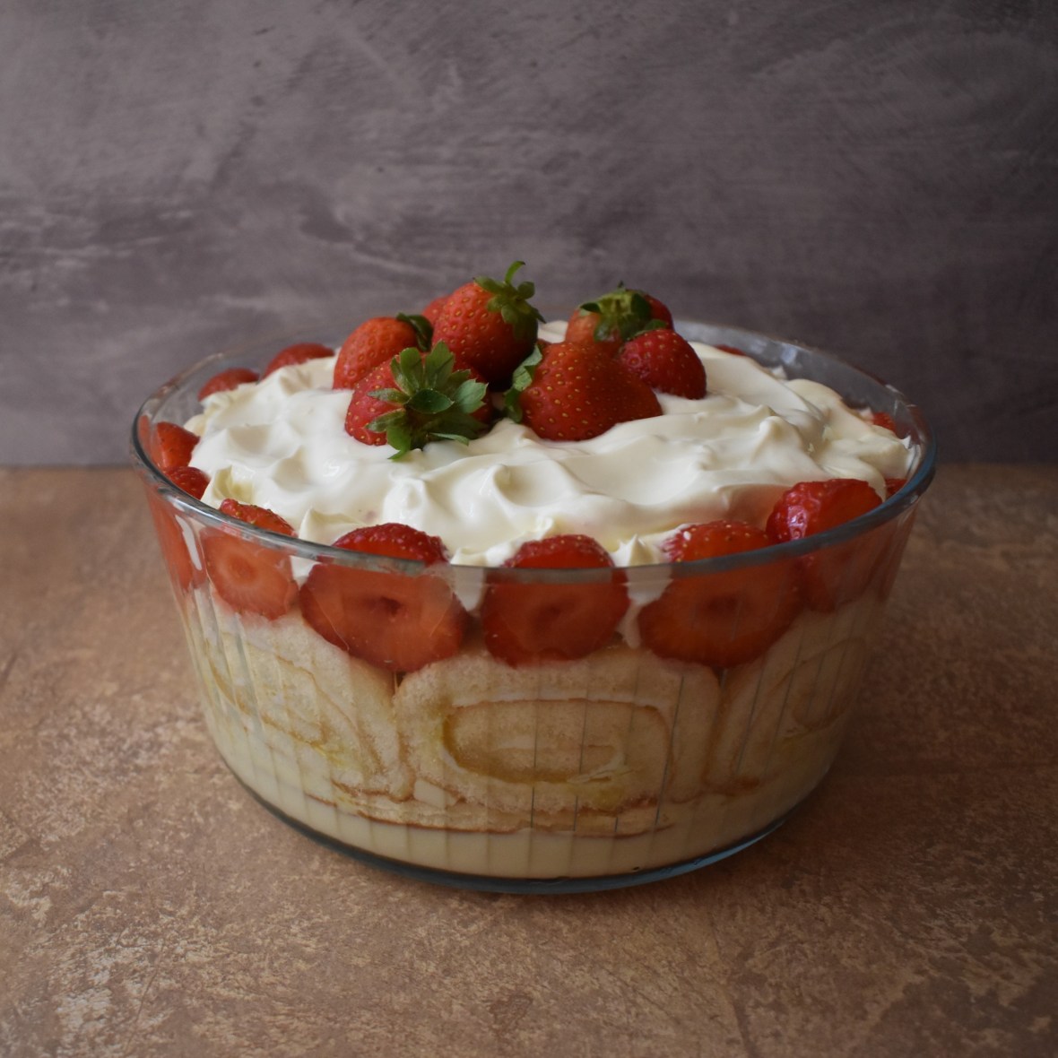 Lime-oncello strawberry trifle