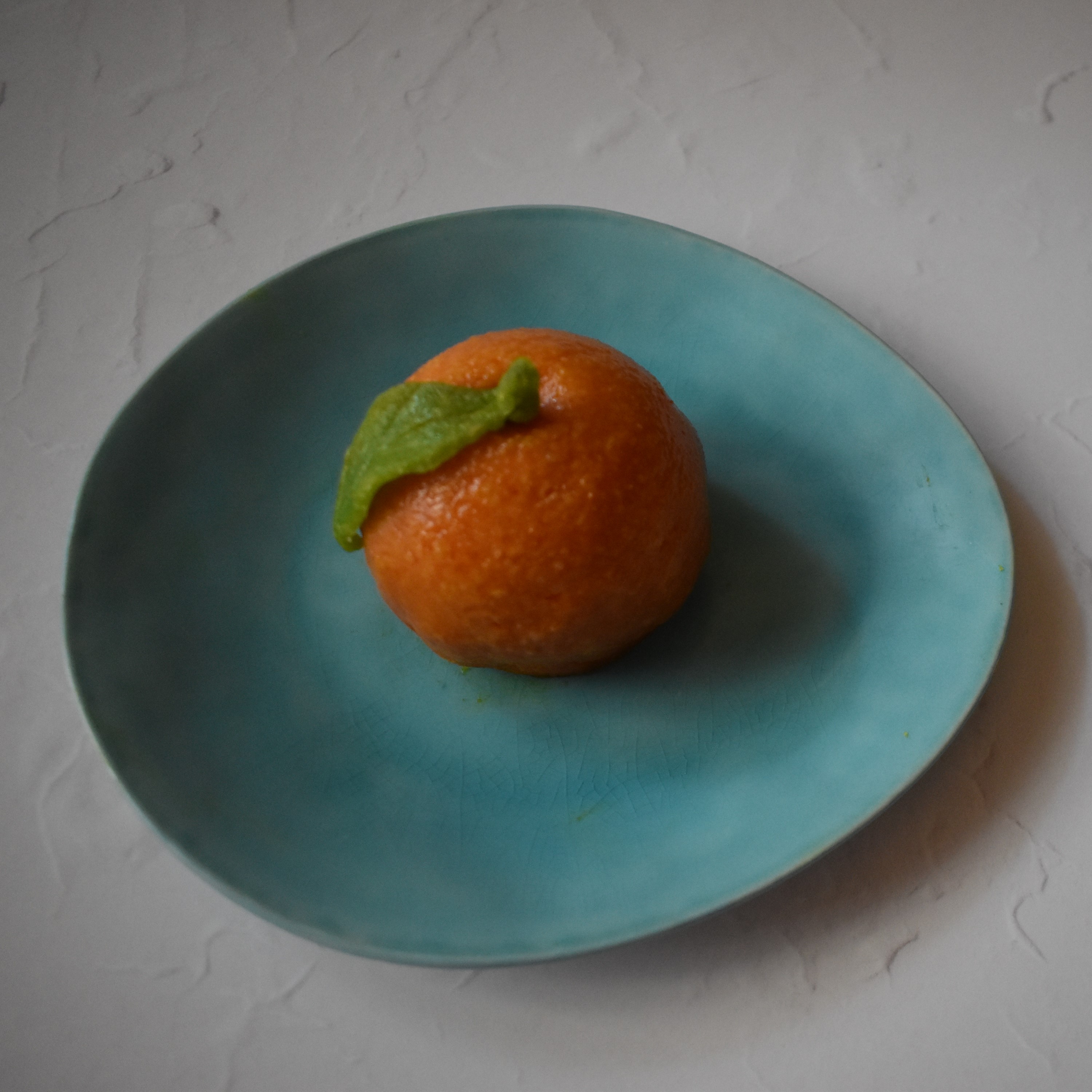 Marzipan-covered mandarin entremets