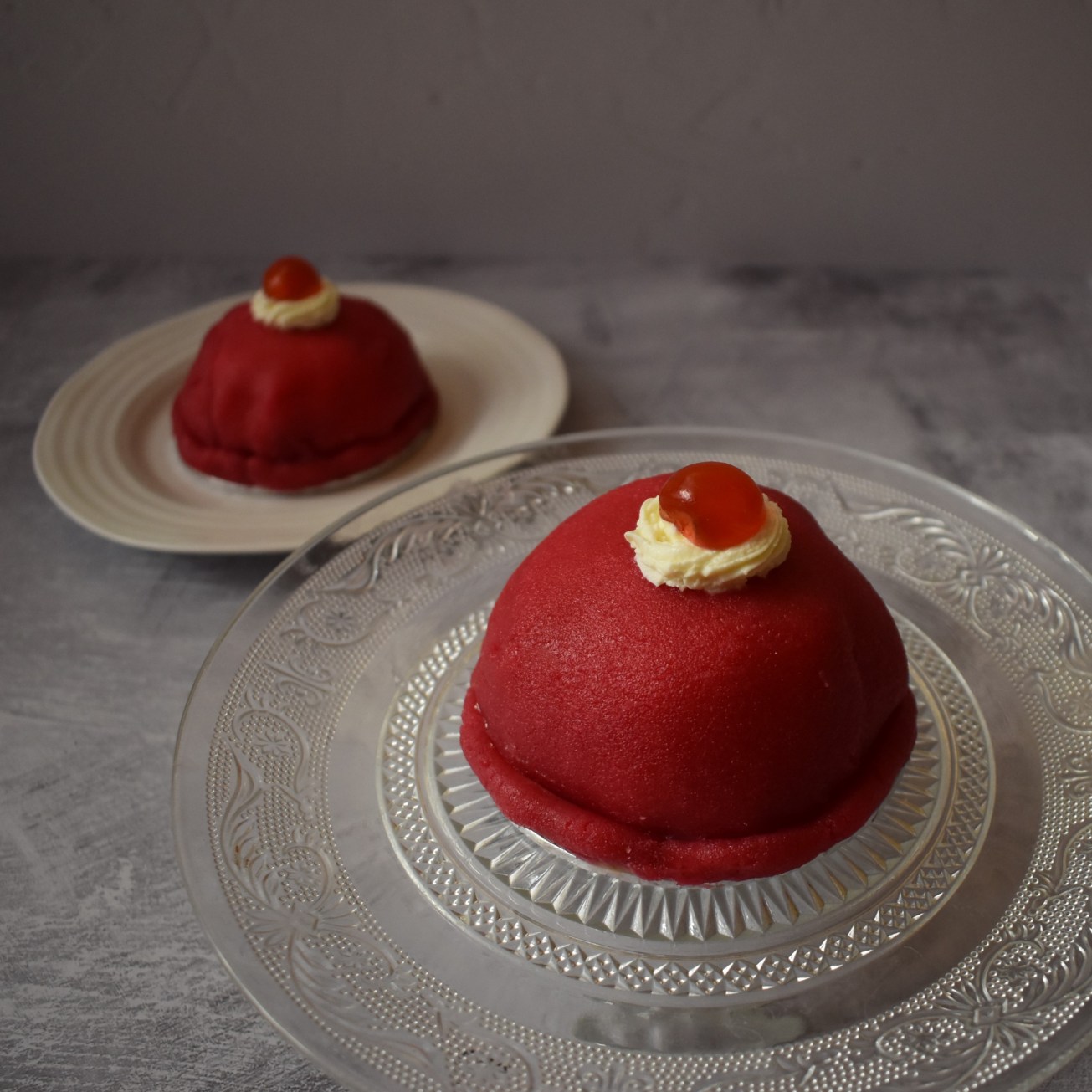 Sugar-free marzipan covered mini Swedish Princess cakes