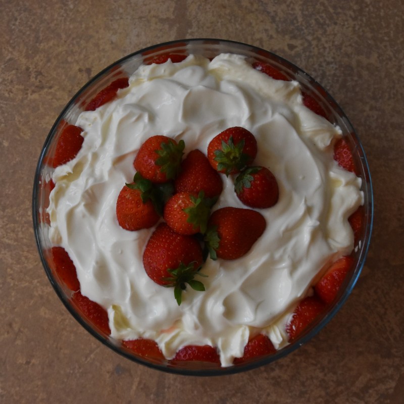 Lime-oncello strawberry trifle