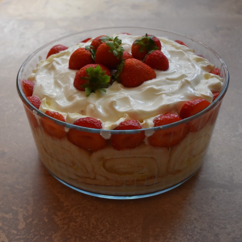 Lime-oncello strawberry trifle