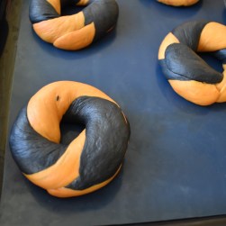 activated charcoal and turmeric sourdough bagels