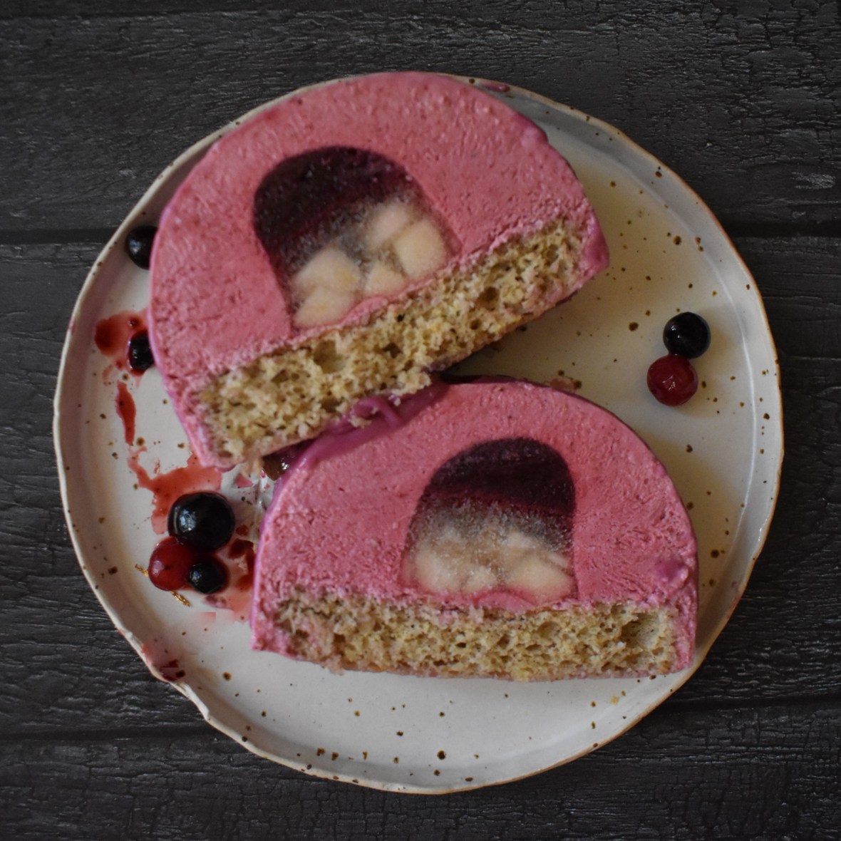 Purple Wonderland blackcurrant, raspberry and apple bûche