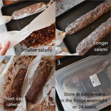 Chocolate salami - making, 2