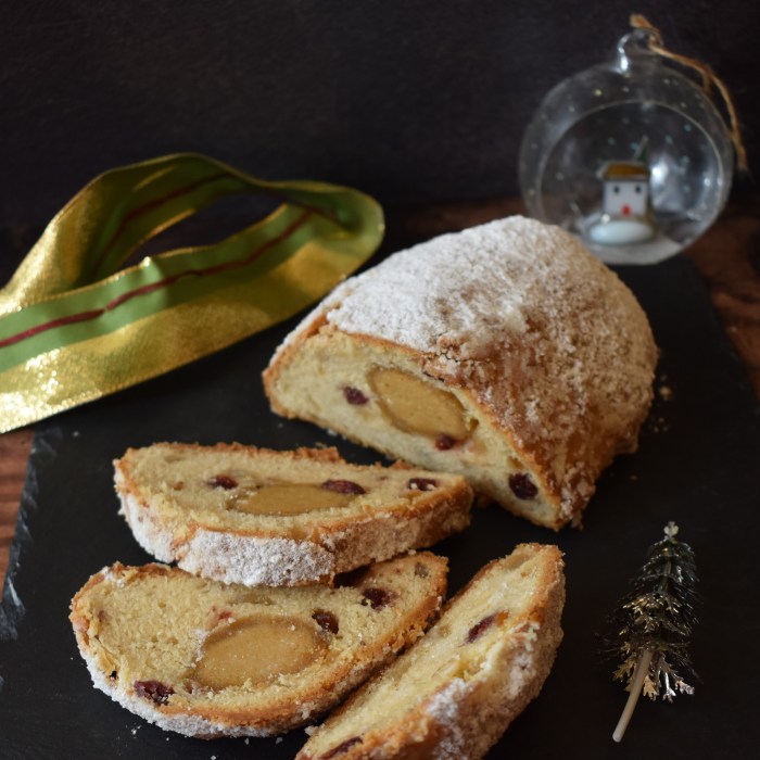 Cranberry, citrus and ginger sourdough stollen