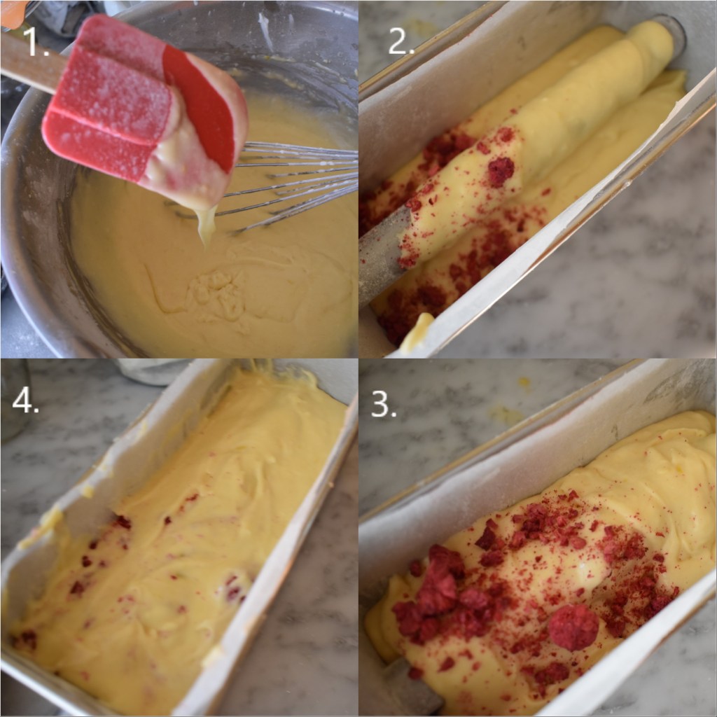 Lemon and raspberry insert rocher loaf cake, making 2