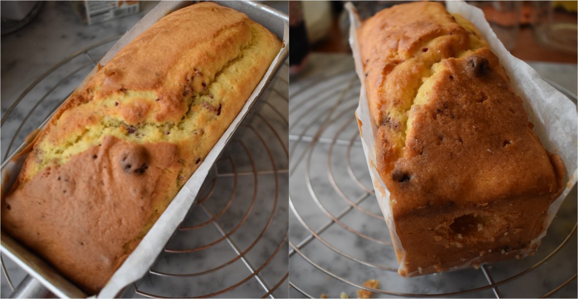 Lemon and raspberry insert rocher loaf cake, soaking and unmoulding
