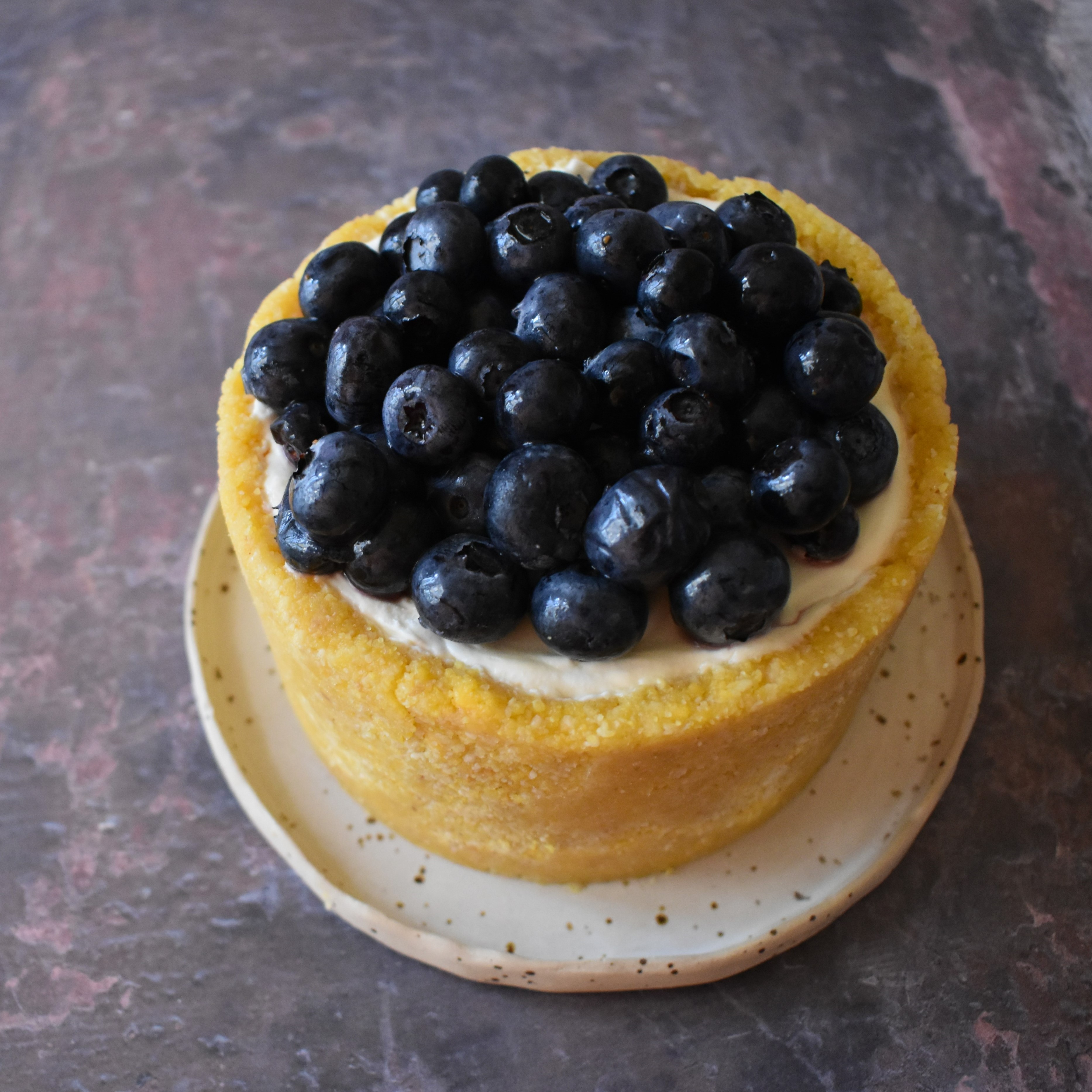Purple Dawn: blueberry, lime and custard cookie cheesecake
