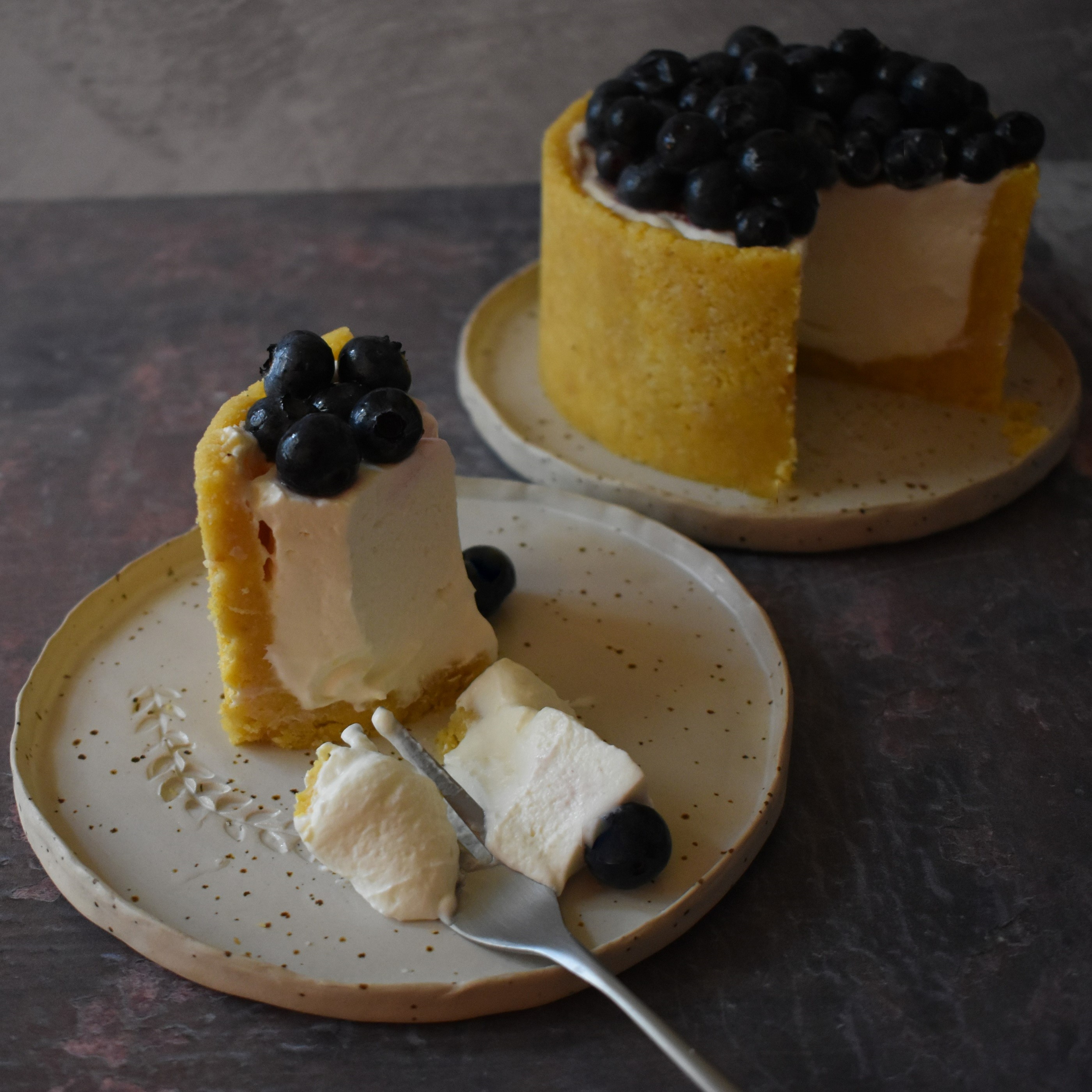 Purple Dawn: blueberry, lime and custard cookie cheesecake