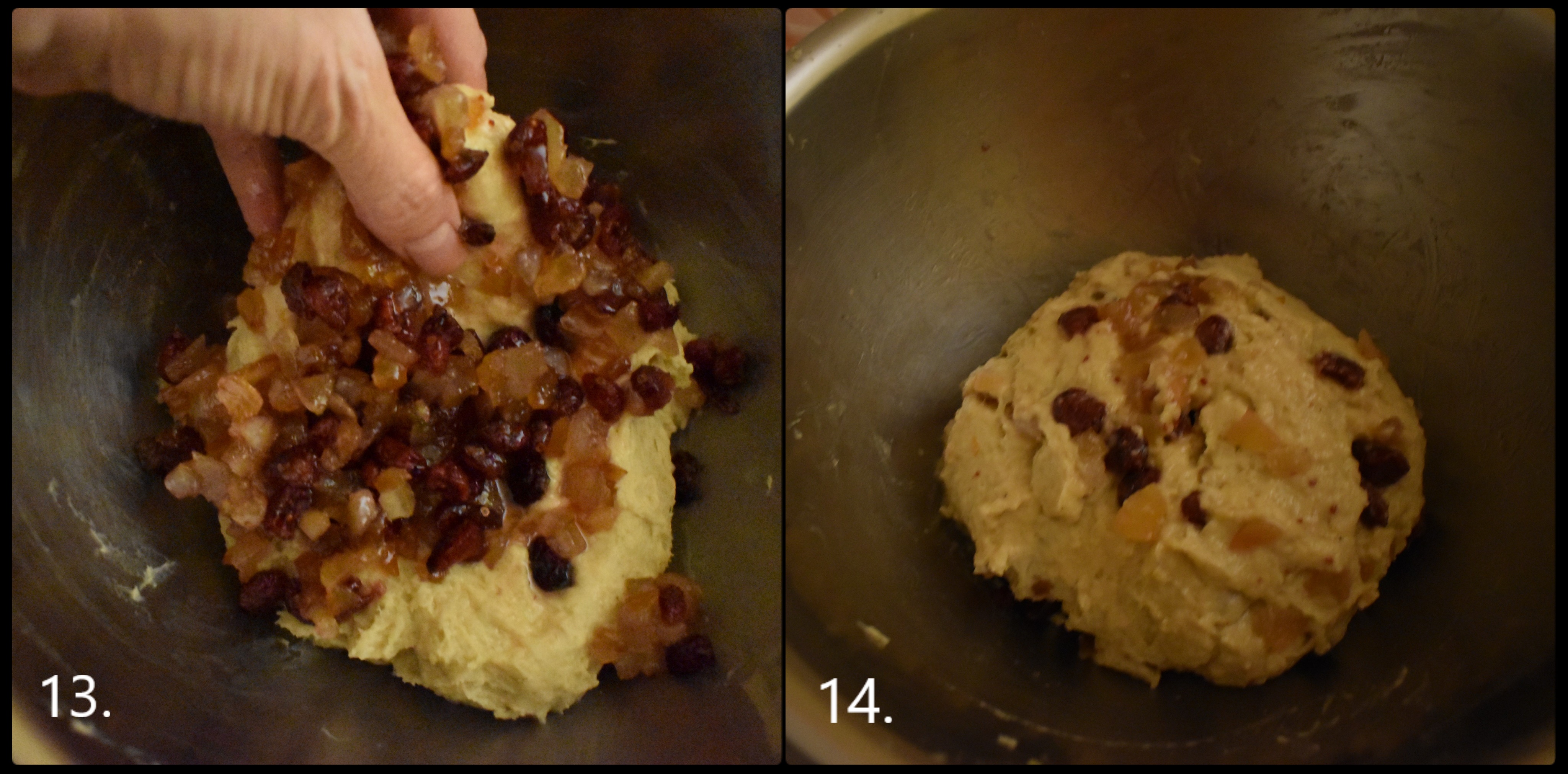 Cranberry, citrus and ginger sourdough stollen, making dough 4
