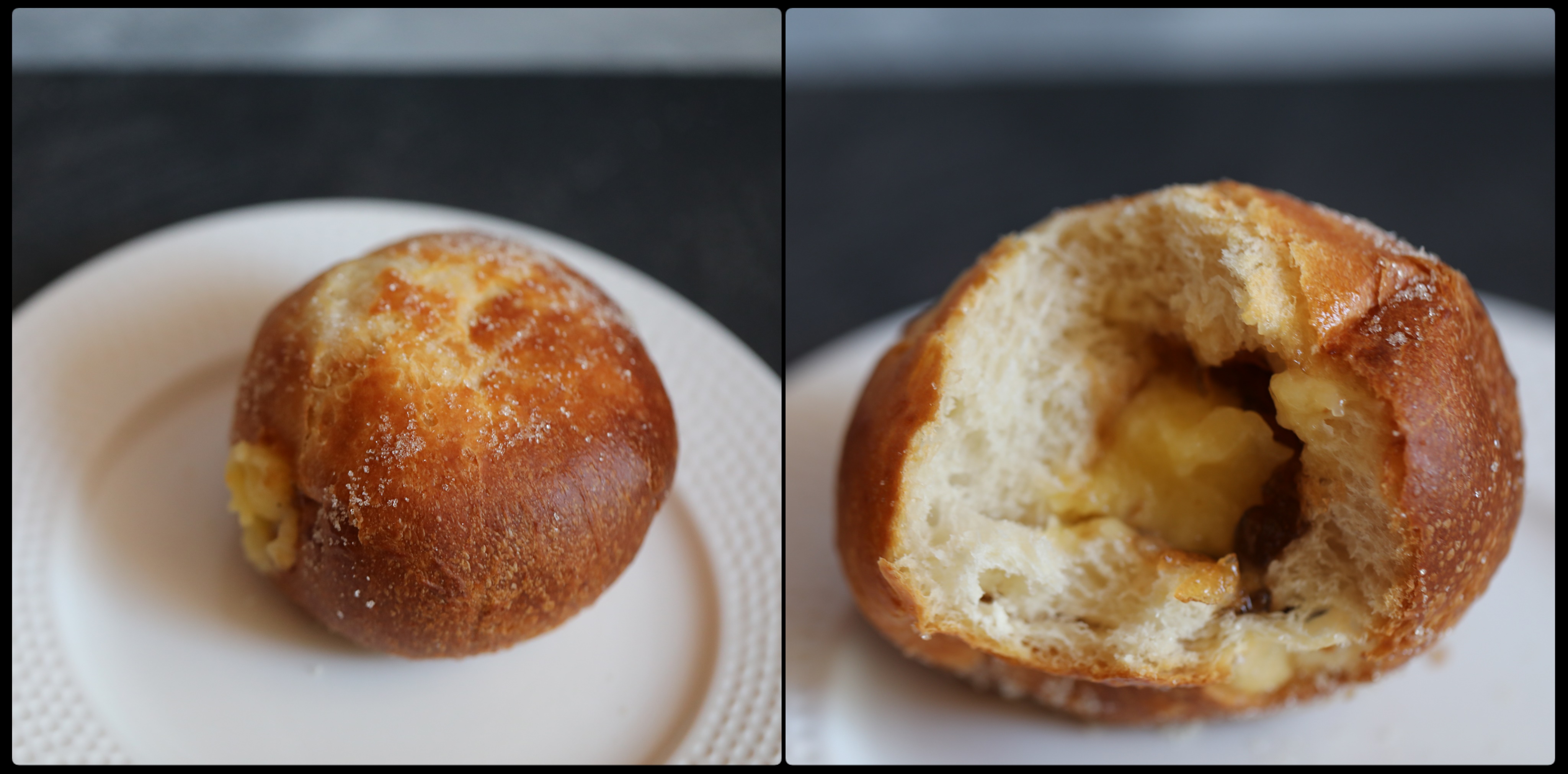 Gooseberry jam and custard sourdough airfryer doughnut